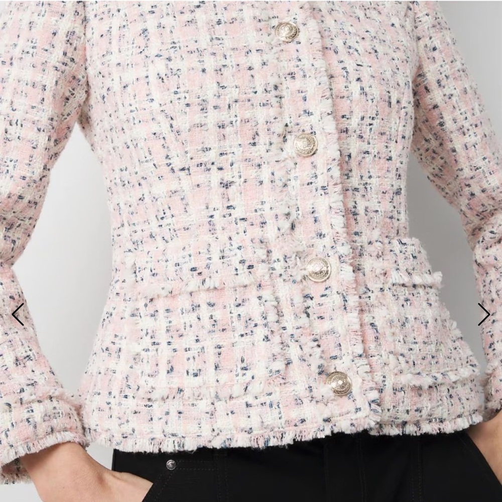 $200 WHBM  Shimmery Womens Pink Tweed Jacket size 14 NEW - Picture 4 of 15